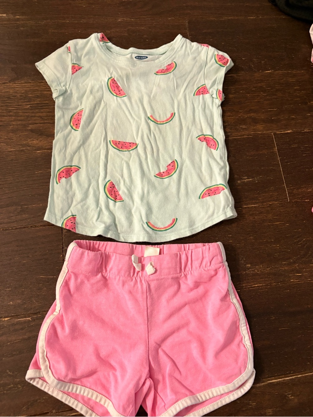 Kids Pink & Light Blue Watermelon Short Set